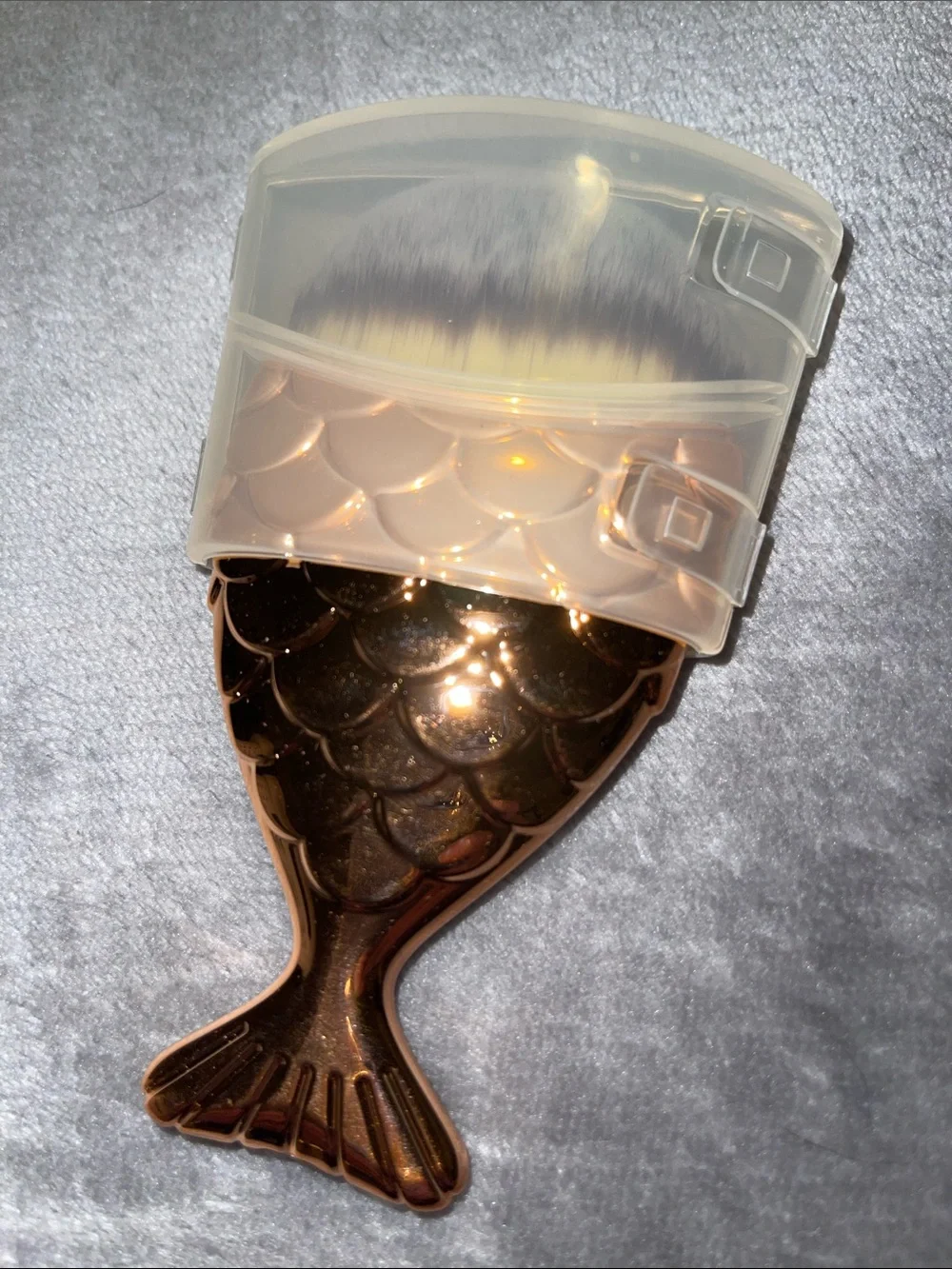 Rose Gold Mermaid Tail Makeup Brush with Clear Protective Case